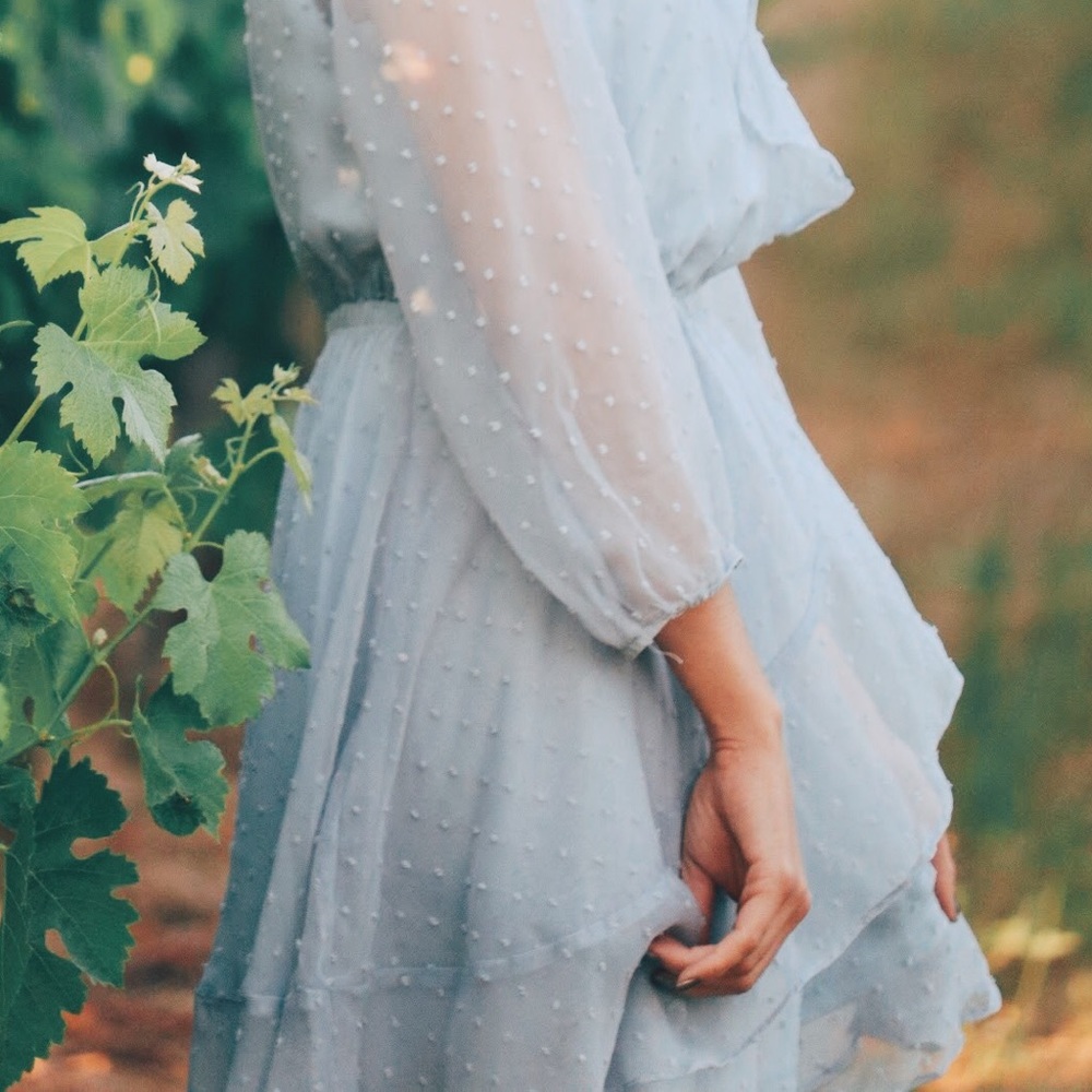 🦋Sapphire Skys Mini SwissDot Chiffon Dress🦋 - Picture 3 of 8